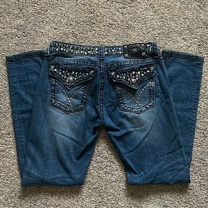 Miss Me Sexy Gems Sand Washed Blue Denim Skinny Jeans Pants **Size 30** 🔥🔥